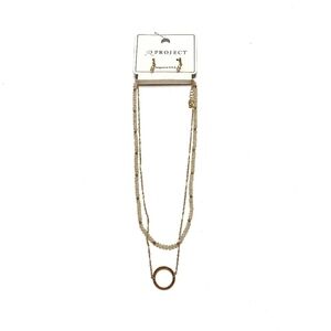 A PROJECT Necklace Double Strand Circle Hoop Beaded Adjustable NWT Earrings